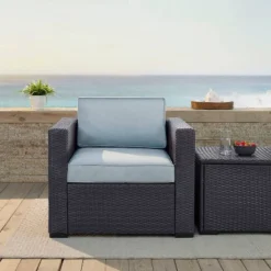 Biscayne Outdoor Wicker Armchair - Mist - Crosley