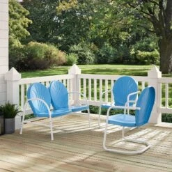 Griffith 3pc Outdoor Seating Set - Sky Blue - Crosley -Cheap Crosley Store GUEST 42008ad1 f2ad 4a95 b5bf a49c52b9ad64