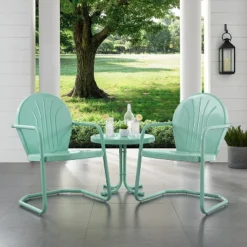 Griffith 3pc Outdoor Conversation Set - Aqua - Crosley
