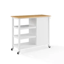 Tristan Open Kitchen Island Cart White/Natural - Crosley -Cheap Crosley Store GUEST 434e40c5 3472 4795 95d8 57de1c1ef44a