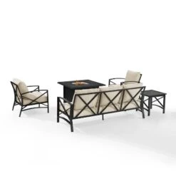 Kaplan 5pc Outdoor Sofa Set With Fire Table - Oatmeal - Crosley -Cheap Crosley Store GUEST 44115199 d0bb 44f3 8fa9 da283c916c0e