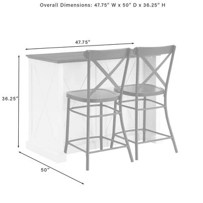 Clifton Kitchen Island With Camille Stools Distressed White/Black - Crosley 10 Clifton Kitchen Island With Camille Stools Distressed White/Black - Crosley - Image 10
