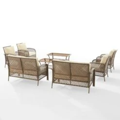 Tribeca 8pc Outdoor Wicker Conversation Set - Sand/Driftwood - Crosley -Cheap Crosley Store GUEST 4555daf5 c324 4a5d 91a2 9be919e810cf