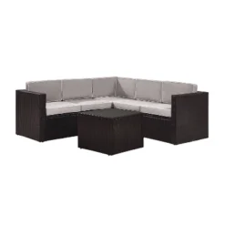 Palm Harbor 6pc Outdoor Wicker Sectional Set - Gray - Crosley -Cheap Crosley Store GUEST 460b1167 5722 445f ae59 2e99d5068257