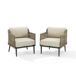 Southwick 2pk Outdoor Wicker Armchairs - Cream/Light Brown - Crosley -Cheap Crosley Store GUEST 47c1e114 a928 4853 8942 b09e9cd16e8b