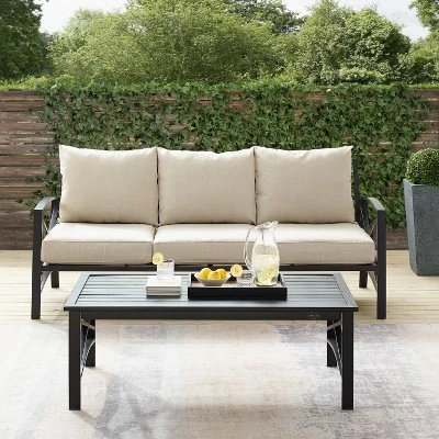 Kaplan 2pc Outdoor Sofa Set - Oatmeal - Crosley 6 Kaplan 2pc Outdoor Sofa Set - Oatmeal - Crosley - Image 6