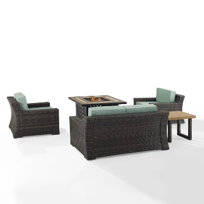 Beaufort 5 Pc Outdoor Wicker Conversation Set - Crosley 2 Beaufort 5 Pc Outdoor Wicker Conversation Set - Crosley - Image 2