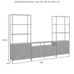 3pc Jacobsen Entertainment Set With Large Etageres Brown Ash - Crosley -Cheap Crosley Store GUEST 4a046335 2beb 4ffb 8f8a 856c4ae80659