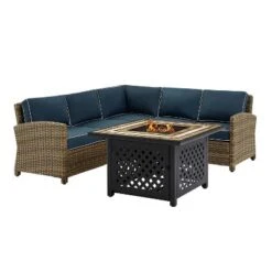 Bradenton 4pc Outdoor Wicker Sectional Set With Fire Table - Crosley -Cheap Crosley Store GUEST 4a395d3a 16cc 44c3 9db2 581bf8455927