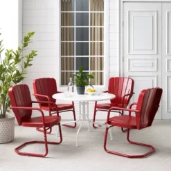 Ridgeland 5pc Outdoor Dining Set - Red - Crosley -Cheap Crosley Store GUEST 4b4581d4 2379 4c62 8139 7c27efedb75a
