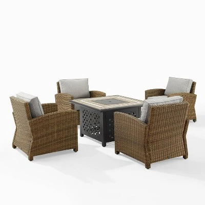 Bradenton 5pc Outdoor Wicker Arm Chair & Fire Table Set - Crosley 7 Bradenton 5pc Outdoor Wicker Arm Chair & Fire Table Set - Crosley - Image 7