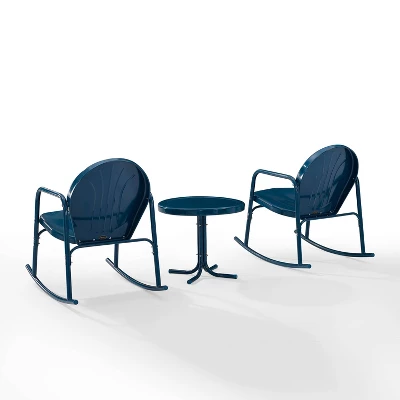 Griffith 3pc Outdoor Rocking Chair Set - Navy - Crosley 2 Griffith 3pc Outdoor Rocking Chair Set - Navy - Crosley - Image 2
