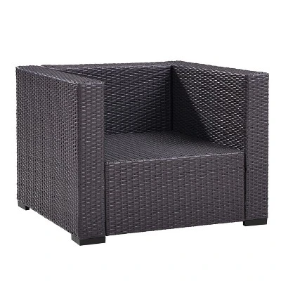 Biscayne Armchair With White Cushions - Brown/White - Crosley 4 Biscayne Armchair With White Cushions - Brown/White - Crosley - Image 4