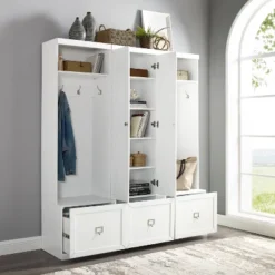 3pc Harper Entryway Pantry Closet & 2 Hall Trees Set White - Crosley -Cheap Crosley Store GUEST 4c5b5ecc 8777 459e ad0b 953e2aae791f