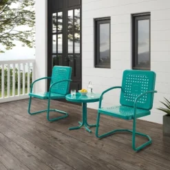 Bates 3pc Outdoor Chair Set - Turquoise - Crosley -Cheap Crosley Store GUEST 4c74497c 0434 4f4a 84dd 525be9afcfb1