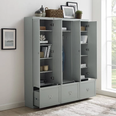 3pc Harper Entryway Set With Hall Tree And 2 Pantry Closets Gray - Crosley 2 3pc Harper Entryway Set With Hall Tree And 2 Pantry Closets Gray - Crosley - Image 2