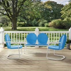 Griffith 3pc Outdoor Seating Set - Sky Blue - Crosley -Cheap Crosley Store GUEST 4fd2603d 79d9 43a5 bfac 39afb3ddc528