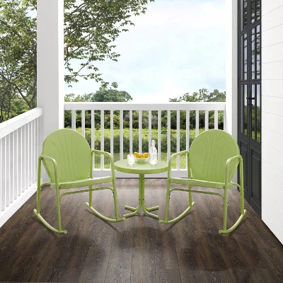 Griffith 3pc Outdoor Metal Rocking Chair Set - Lime - Crosley 2 Griffith 3pc Outdoor Metal Rocking Chair Set - Lime - Crosley - Image 2