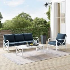 Kaplan 3pc Outdoor Sofa Set With Sofa & Arm Chair With Coffee Table - Navy - Crosley -Cheap Crosley Store GUEST 50f540ed 9232 48a0 a1e7 bb365d35aa41