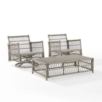 3pc Thatcher Outdoor Steel Conversation Set Creme/Driftwood - Crosley 9 3pc Thatcher Outdoor Steel Conversation Set Creme/Driftwood - Crosley - Image 9