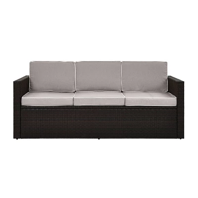 Palm Harbor Outdoor Wicker Sofa In Brown With Gray Cushions - Crosley 2 Palm Harbor Outdoor Wicker Sofa In Brown With Gray Cushions - Crosley - Image 2