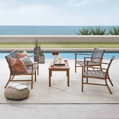 Ridley 4pc Outdoor Wicker & Metal Conversation Set - Gray - Crosley 2 Ridley 4pc Outdoor Wicker & Metal Conversation Set - Gray - Crosley - Image 2