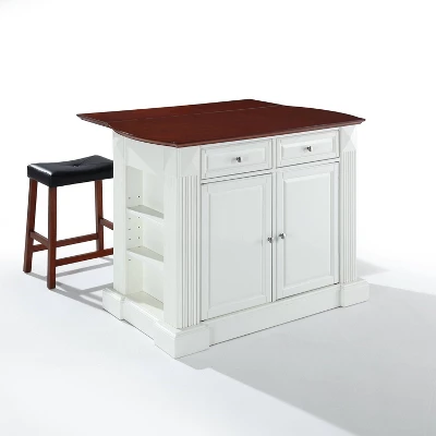 Coventry Drop Leaf Top Kitchen Island With Upholstered Saddle Stools White - Crosley 7 Coventry Drop Leaf Top Kitchen Island With Upholstered Saddle Stools White - Crosley - Image 7