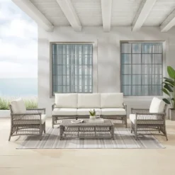 4pc Thatcher Outdoor Steel Conversation Set Creme/Driftwood - Crosley 16 4pc Thatcher Outdoor Steel Conversation Set Creme/Driftwood - Crosley -Cheap Crosley Store GUEST 532761d7 c052 4fcc 90ac e6a46b965b45