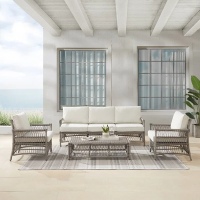 4pc Thatcher Outdoor Steel Conversation Set Creme/Driftwood - Crosley 4 4pc Thatcher Outdoor Steel Conversation Set Creme/Driftwood - Crosley - Image 4