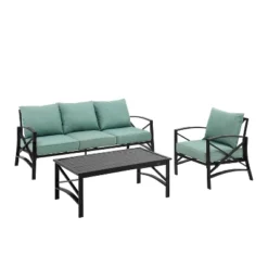 Kaplan 3pc Outdoor Sofa Set With Sofa & Arm Chair With Coffee Table - Mist - Crosley -Cheap Crosley Store GUEST 5394731f 04d2 4b25 b34d f958151d6a67