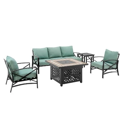Kaplan 5pc Sofa Set With Fire Table - Mist - Crosley 5 Kaplan 5pc Sofa Set With Fire Table - Mist - Crosley - Image 5