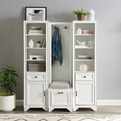3pc Tara Entryway Set - Hall Tree And 2 Linen Cabinets Distressed White - Crosley 4 3pc Tara Entryway Set - Hall Tree And 2 Linen Cabinets Distressed White - Crosley - Image 4