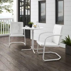Bates 3pc Outdoor Bistro Set With Table & 2 Chairs - White - Crosley -Cheap Crosley Store GUEST 565d7394 3bbe 452a 87ab f8d57762fb01