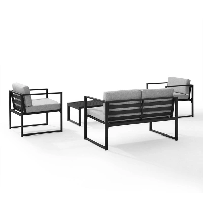 Hamilton Outdoor Metal 4 Piece Conversation Set - Matte Black - Crosley 2 Hamilton Outdoor Metal 4 Piece Conversation Set - Matte Black - Crosley - Image 2