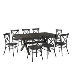9pc Hayden Extendable Dining Set With Camille Chairs Matte Black/Slate - Crosley -Cheap Crosley Store GUEST 5693b11e 7fa1 47da 915e 388f3c299116