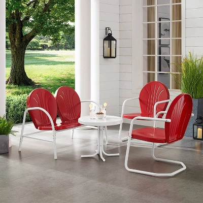 Griffith 4pc Outdoor Conversation Set - Bright Red - Crosley 2 Griffith 4pc Outdoor Conversation Set - Bright Red - Crosley - Image 2