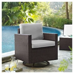 Palm Harbor Outdoor Wicker Swivel Rocker Chair With Cushion - Brown - Crosley -Cheap Crosley Store GUEST 59a2590f 8042 4e94 9248 dcc6790591d7
