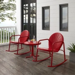 Griffith 3pc Outdoor Rocking Chair Set - Red - Crosley -Cheap Crosley Store GUEST 59bfbbd8 e218 4ac6 af27 4291bb7d25d7
