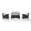 Kiawah 4 Piece Outdoor Wicker Conversation Set- Sand - Crosley