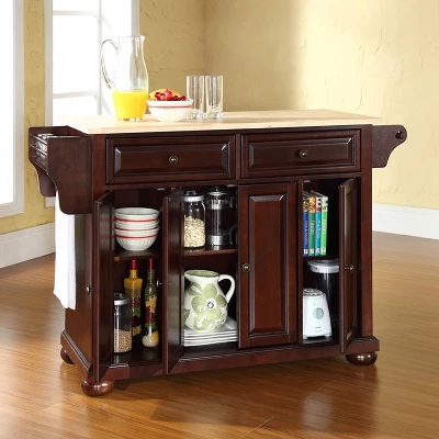 Alexandria Wood Top Full Size Kitchen Island/Cart Mahogany - Crosley 2 Alexandria Wood Top Full Size Kitchen Island/Cart Mahogany - Crosley - Image 2