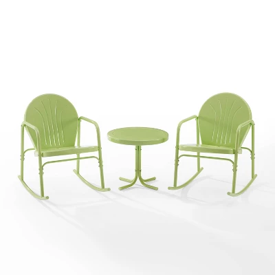 Griffith 3pc Outdoor Metal Rocking Chair Set - Lime - Crosley 4 Griffith 3pc Outdoor Metal Rocking Chair Set - Lime - Crosley - Image 4