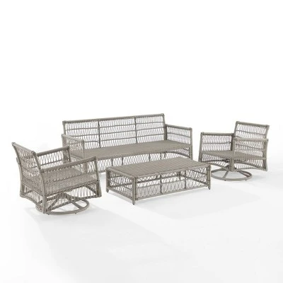4pc Thatcher Outdoor Steel Seating Set Creme/Driftwood - Crosley 9 4pc Thatcher Outdoor Steel Seating Set Creme/Driftwood - Crosley - Image 9