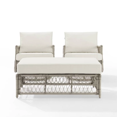 3pc Thatcher Outdoor Steel Conversation Set Creme/Driftwood - Crosley 7 3pc Thatcher Outdoor Steel Conversation Set Creme/Driftwood - Crosley - Image 7