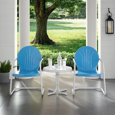 Griffith 3pc Outdoor Conversation Set - Sky Blue - Crosley 2 Griffith 3pc Outdoor Conversation Set - Sky Blue - Crosley - Image 2