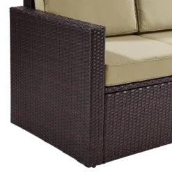 Palm Harbor Outdoor Wicker Sofa In Brown With Sand Cushions - Crosley -Cheap Crosley Store GUEST 5aec751a ff4a 4d8d 8bd6 b14ac48310c2
