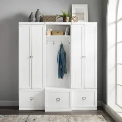 3pc Harper Entryway Hall Tree And 2 Pantry Closet Set White - Crosley -Cheap Crosley Store GUEST 5c33f8d5 fcc6 4ba6 8a1f e5ef40cc4e87