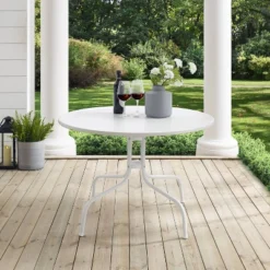 Griffith 40" Outdoor Round Dining Table - White Satin - Crosley -Cheap Crosley Store GUEST 5c52b603 34c0 4f7b bc2e 779dc7388469