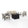 Kaplan 5pc Outdoor Sofa Set With Fire Table - Oatmeal - Crosley