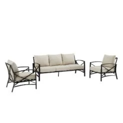 Kaplan 3pc Outdoor Sofa Set With Sofa & 2 Arm Chairs - Oatmeal - Crosley -Cheap Crosley Store GUEST 5d7c4f0a e5b4 496a 84a7 b440ca72b775