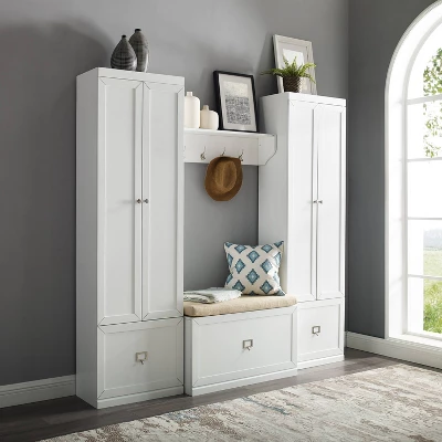 4pc Harper Entryway Set With Bench, Shelf And 2 Pantry Closets - Crosley 4 4pc Harper Entryway Set With Bench, Shelf And 2 Pantry Closets - Crosley - Image 4